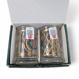 Holmegaard 1989 Christmas Dram Glasses Set of 2 Jette Frølich Holiday Denmark